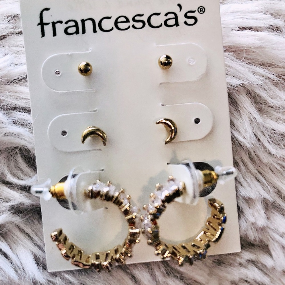 Terrie Gold And Crystal Earring Set - Picture 3 of 5